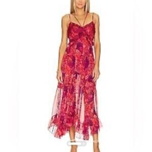 NWT MISA M Adrienne $416 Midi Dress in Abstract Butterfly